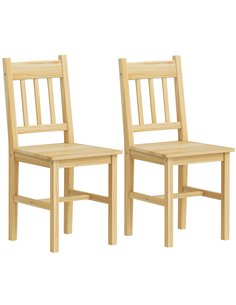 HOMCOM Dining Chairs Set of 2, Kitchen Chair with Slat Back, Pine Wood Structure for Living Room and Dining Room, Natural