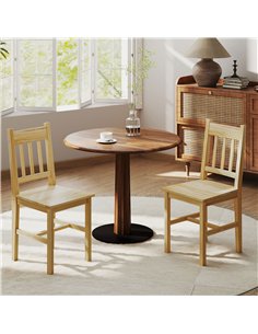 HOMCOM Dining Chairs Set of 2, Kitchen Chair with Slat Back, Pine Wood Structure for Living Room and Dining Room, Natural 2