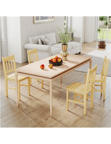 HOMCOM Dining Chairs Set of 2, Kitchen Chair with Slat Back, Pine Wood Structure for Living Room and Dining Room, Natural