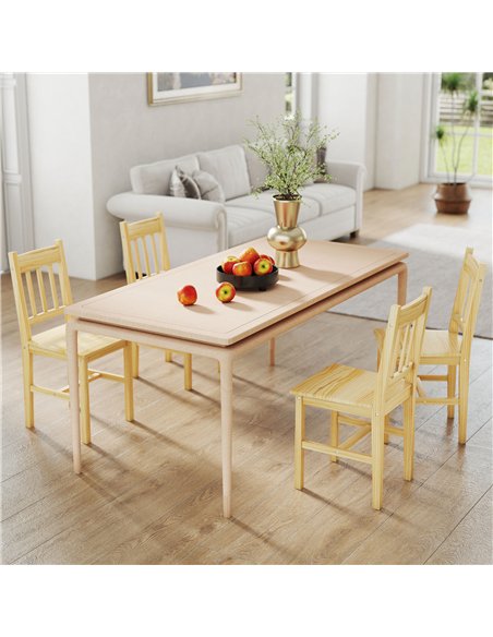 HOMCOM Dining Chairs Set of 2, Kitchen Chair with Slat Back, Pine Wood Structure for Living Room and Dining Room, Natural - pic 207638 | FastDaddyshop