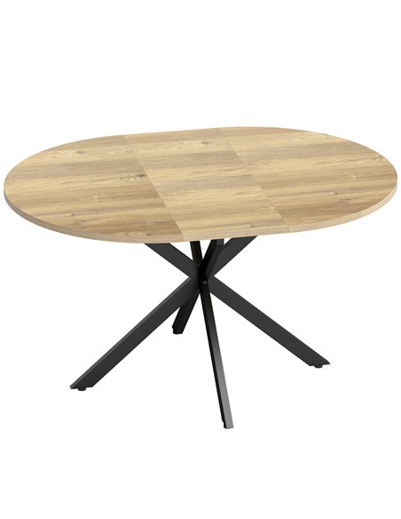 HOMCOM Extendable Dining Table for 4-6, Industrial Kitchen Dinner Table with Butterfly Leaf and X-Shape Base, Natural Wood - pic 207639 | FastDaddyshop