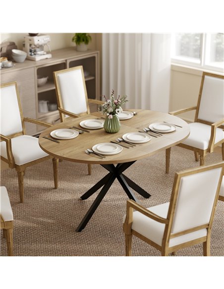 HOMCOM Extendable Dining Table for 4-6, Industrial Kitchen Dinner Table with Butterfly Leaf and X-Shape Base, Natural Wood - pic 207640 | FastDaddyshop