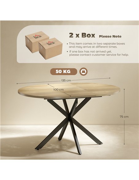 HOMCOM Extendable Dining Table for 4-6, Industrial Kitchen Dinner Table with Butterfly Leaf and X-Shape Base, Natural Wood - pic 207641 | FastDaddyshop