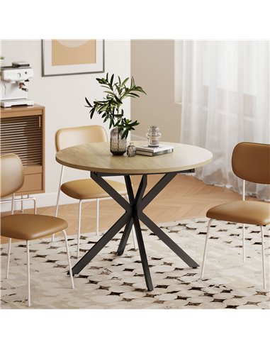 HOMCOM Extendable Dining Table for 4-6, Industrial Kitchen Dinner Table with Butterfly Leaf and X-Shape Base, Natural Wood