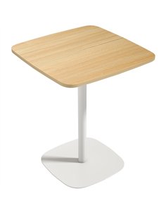 HOMCOM Small Dining Table, 60 cm Square Kitchen Table with Wood-veneer Top and Steel Base - Natural Wood Finish