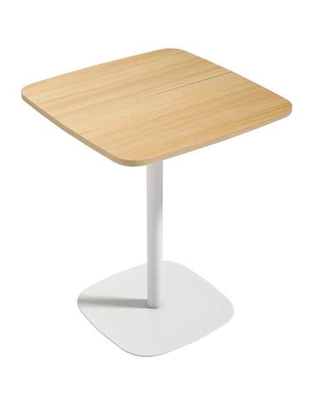 HOMCOM Small Dining Table, 60 cm Square Kitchen Table with Wood-veneer Top and Steel Base - Natural Wood Finish - pic 207648 | FastDaddyshop