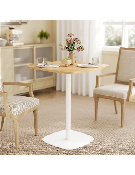 HOMCOM Small Dining Table, 60 cm Square Kitchen Table with Wood-veneer Top and Steel Base - Natural Wood Finish - pic 207649 | FastDaddyshop