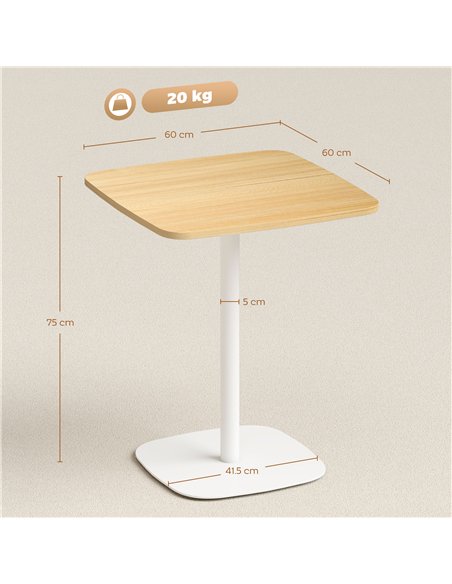 HOMCOM Small Dining Table, 60 cm Square Kitchen Table with Wood-veneer Top and Steel Base - Natural Wood Finish - pic 207650 | FastDaddyshop