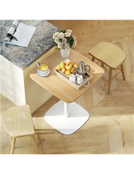 HOMCOM Small Dining Table, 60 cm Square Kitchen Table with Wood-veneer Top and Steel Base - Natural Wood Finish - pic 207655 | FastDaddyshop