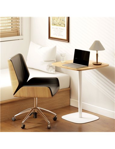 HOMCOM Small Dining Table, 60 cm Square Kitchen Table with Wood-veneer Top and Steel Base - Natural Wood Finish