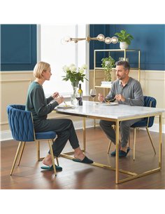 HOMCOM Velvet-Feel Dining Chairs Set of 2, Modern Upholstered Armchair with Knot Design and Golden Metal Legs, Accent Chair for  2