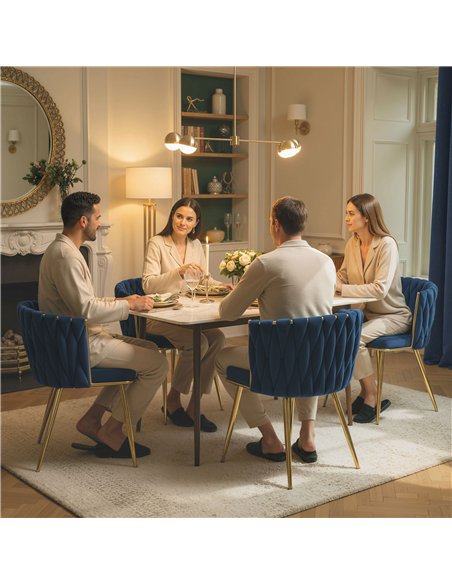HOMCOM Velvet-Feel Dining Chairs Set of 2, Modern Upholstered Armchair with Knot Design and Golden Metal Legs, Accent Chair for  - pic 207674 | FastDaddyshop