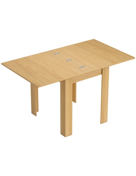 HOMCOM Folding Dining Table for 4-6, Rectangular Extendable Drop Leaf Table for Small Spaces, 140 x 80 x 77.5 cm, Natural - pic 207675 | FastDaddyshop