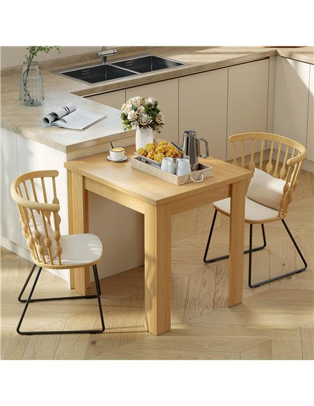 HOMCOM Folding Dining Table for 4-6, Rectangular Extendable Drop Leaf Table for Small Spaces, 140 x 80 x 77.5 cm, Natural - pic 207681 | FastDaddyshop