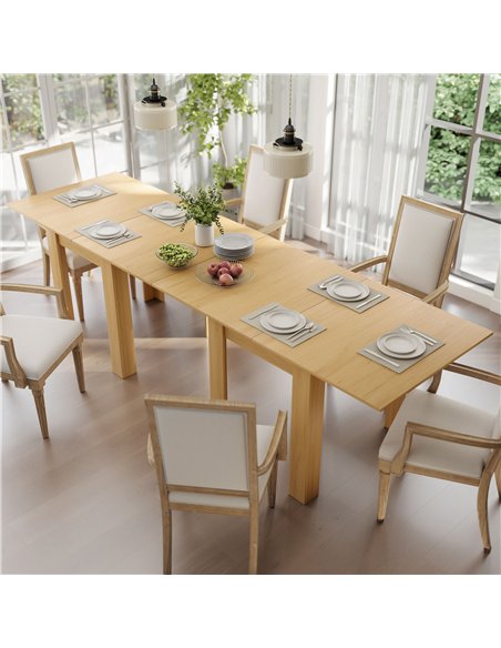 HOMCOM Folding Dining Table for 4-6, Rectangular Extendable Drop Leaf Table for Small Spaces, 140 x 80 x 77.5 cm, Natural - pic 207682 | FastDaddyshop