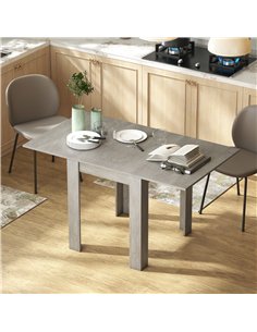 HOMCOM Folding Dining Table for 4-6, Rectangular Extendable Drop Leaf Table for Small Spaces, 140 x 80 x 77.5 cm, Grey 2