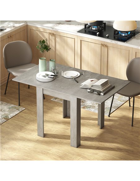 HOMCOM Folding Dining Table for 4-6, Rectangular Extendable Drop Leaf Table for Small Spaces, 140 x 80 x 77.5 cm, Grey - pic 207685 | FastDaddyshop