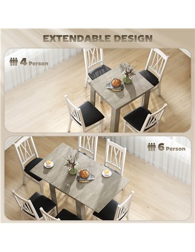 HOMCOM Folding Dining Table for 4-6, Rectangular Extendable Drop Leaf Table for Small Spaces, 140 x 80 x 77.5 cm, Grey