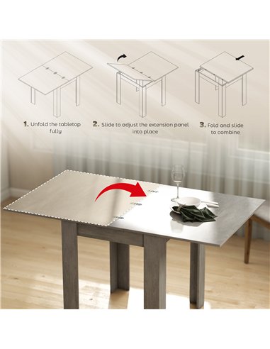 HOMCOM Folding Dining Table for 4-6, Rectangular Extendable Drop Leaf Table for Small Spaces, 140 x 80 x 77.5 cm, Grey