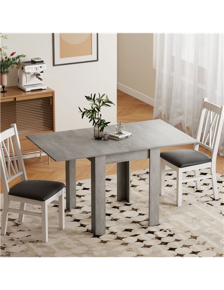 HOMCOM Folding Dining Table for 4-6, Rectangular Extendable Drop Leaf Table for Small Spaces, 140 x 80 x 77.5 cm, Grey - pic 207691 | FastDaddyshop