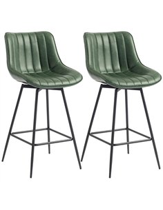 HOMCOM Set of 2 PU Leather Swivel Bar Stools - Dark Green