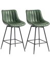 HOMCOM Set of 2 PU Leather Swivel Bar Stools - Dark Green