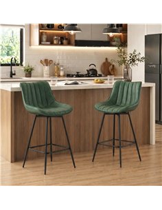 HOMCOM Set of 2 PU Leather Swivel Bar Stools - Dark Green 2