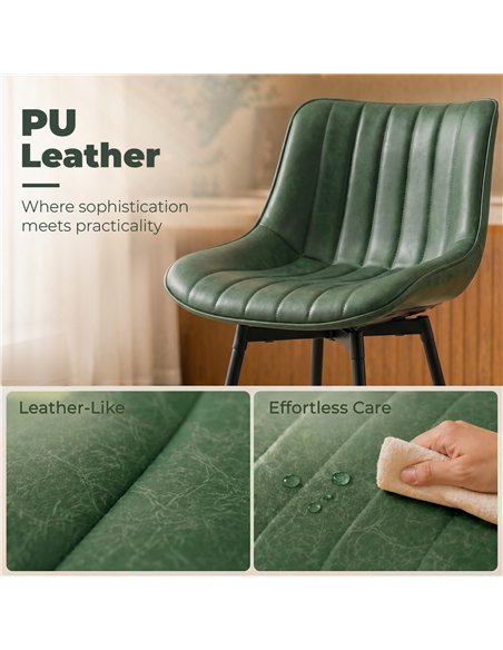 HOMCOM Set of 2 PU Leather Swivel Bar Stools - Dark Green - pic 207699 | FastDaddyshop