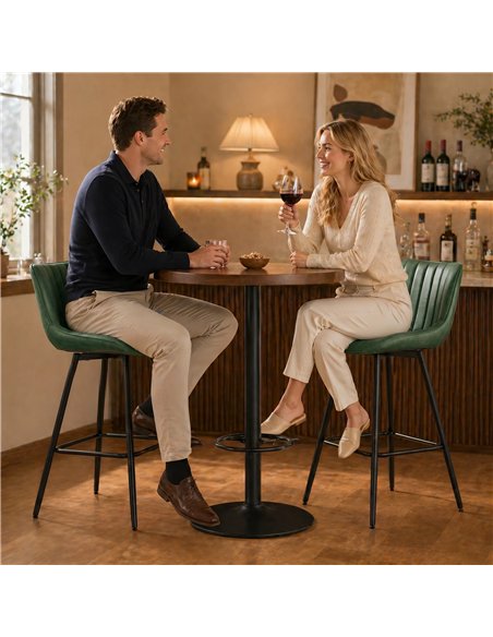 HOMCOM Set of 2 PU Leather Swivel Bar Stools - Dark Green - pic 207700 | FastDaddyshop