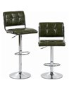 HOMCOM Bar Stools Modern PU Leather Adjustable Breakfast Bar Stools Backrest Set of 2 Green