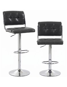HOMCOM Bar Stools Modern PU Leather Adjustable Breakfast Bar Stools Backrest Set of 2 Grey