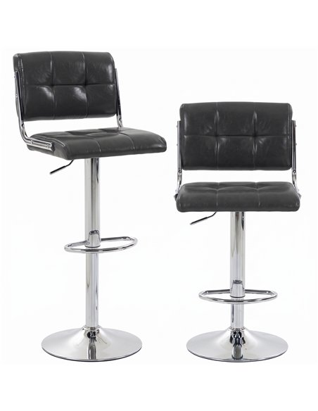 HOMCOM Bar Stools Modern PU Leather Adjustable Breakfast Bar Stools Backrest Set of 2 Grey - pic 207720 | FastDaddyshop