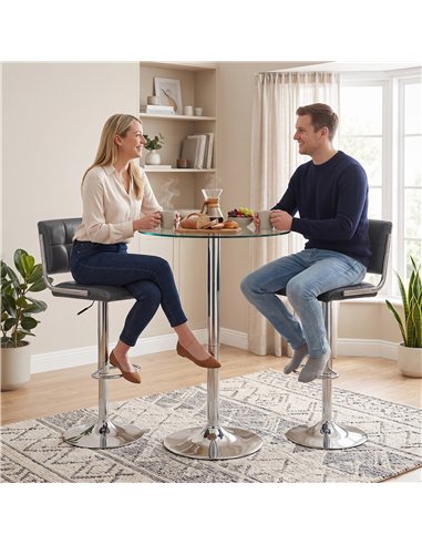 HOMCOM Bar Stools Modern PU Leather Adjustable Breakfast Bar Stools Backrest Set of 2 Grey