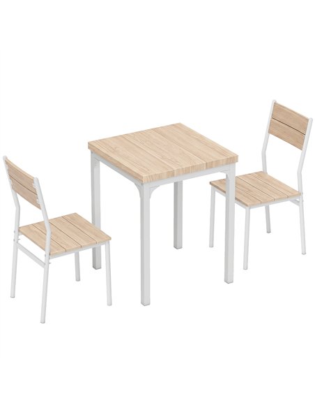 HOMCOM Three-Piece Minimal and Compact Dining Set, Oak Wood Effect - pic 207729 | FastDaddyshop