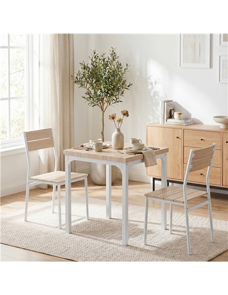 HOMCOM Three-Piece Minimal and Compact Dining Set, Oak Wood Effect - pic 207730 | FastDaddyshop