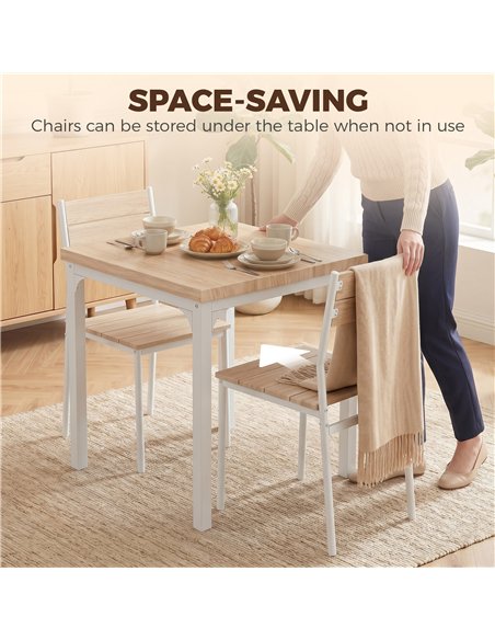 HOMCOM Three-Piece Minimal and Compact Dining Set, Oak Wood Effect - pic 207732 | FastDaddyshop