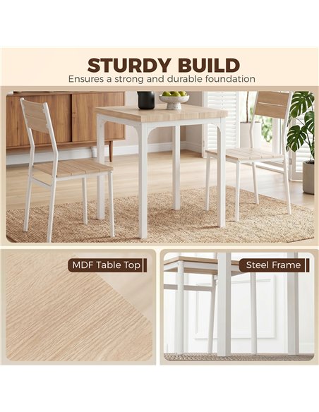 HOMCOM Three-Piece Minimal and Compact Dining Set, Oak Wood Effect - pic 207733 | FastDaddyshop
