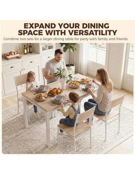 HOMCOM Three-Piece Minimal and Compact Dining Set, Oak Wood Effect - pic 207735 | FastDaddyshop