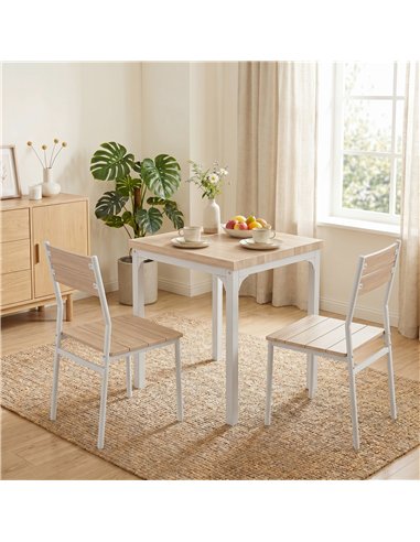 HOMCOM Three-Piece Minimal and Compact Dining Set, Oak Wood Effect