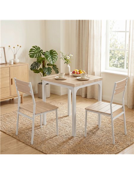 HOMCOM Three-Piece Minimal and Compact Dining Set, Oak Wood Effect - pic 207736 | FastDaddyshop