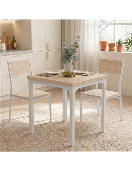 HOMCOM Three-Piece Minimal and Compact Dining Set, Oak Wood Effect - pic 207737 | FastDaddyshop
