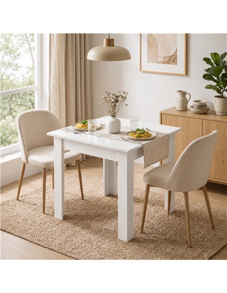 HOMCOM Square Dining Table, Modern Small Dining Table with Wood Effect, Space Saving, Non-slip Foot Pads, White - pic 207739 | FastDaddyshop