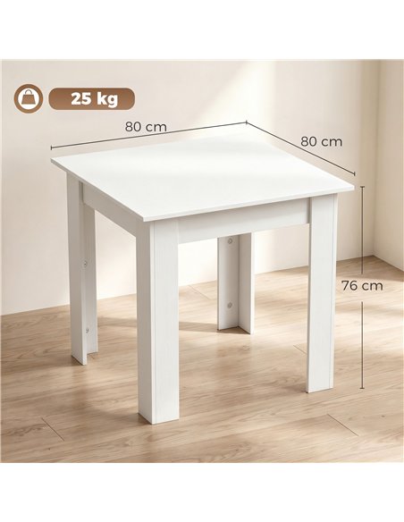 HOMCOM Square Dining Table, Modern Small Dining Table with Wood Effect, Space Saving, Non-slip Foot Pads, White - pic 207740 | FastDaddyshop