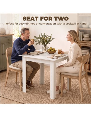 HOMCOM Square Dining Table, Modern Small Dining Table with Wood Effect, Space Saving, Non-slip Foot Pads, White