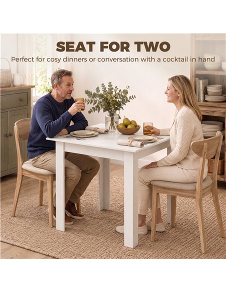 HOMCOM Square Dining Table, Modern Small Dining Table with Wood Effect, Space Saving, Non-slip Foot Pads, White - pic 207741 | FastDaddyshop