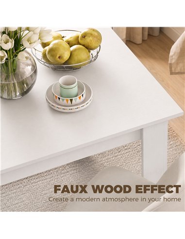 HOMCOM Square Dining Table, Modern Small Dining Table with Wood Effect, Space Saving, Non-slip Foot Pads, White
