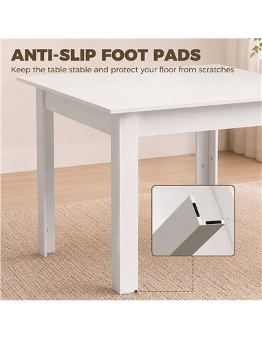 HOMCOM Square Dining Table, Modern Small Dining Table with Wood Effect, Space Saving, Non-slip Foot Pads, White
