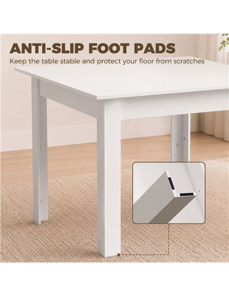 HOMCOM Square Dining Table, Modern Small Dining Table with Wood Effect, Space Saving, Non-slip Foot Pads, White - pic 207743 | FastDaddyshop