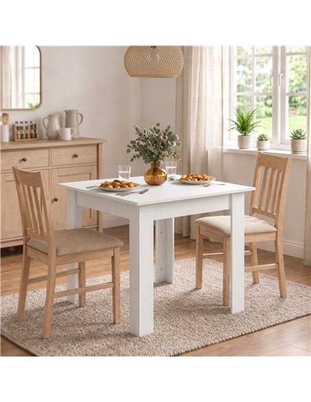 HOMCOM Square Dining Table, Modern Small Dining Table with Wood Effect, Space Saving, Non-slip Foot Pads, White - pic 207744 | FastDaddyshop