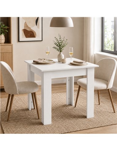 HOMCOM Square Dining Table, Modern Small Dining Table with Wood Effect, Space Saving, Non-slip Foot Pads, White